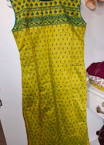 Designer Yellow Kurta with Green Print