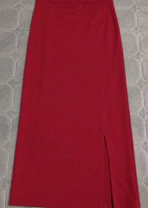 Elegant cherry red Slit Maxi Skirt