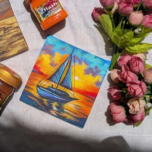 Mini Boat Seascape Painting