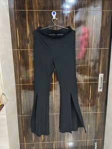 Black Flared Slit Pants