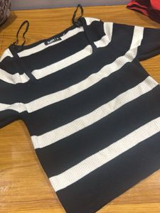 Chic Striped Knit Top with Straps