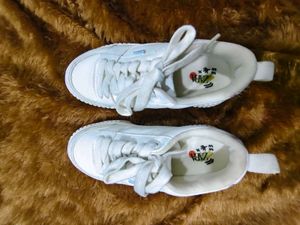 ZARA kids White Lace-Up Sneakers for girls