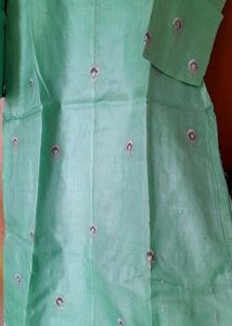 Silk Embroidered Green kurta set.+ dupatta