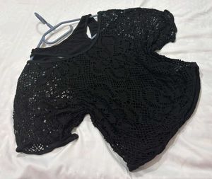 🎉Buy1 Get1 Free🎉Black Crochet Tank Top P