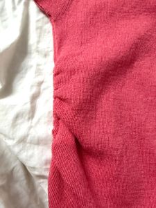 Coral Ruched Short Sleeve Top