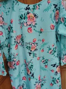 Light Blue Floral Print Kurta