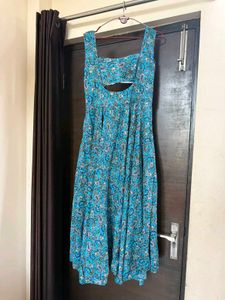 Elegant Blue Printed Maxi Dress
