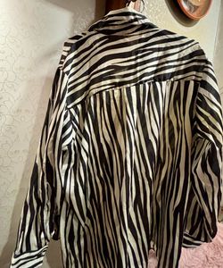 Zebra Print Button-Down Shirt