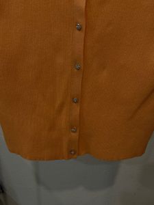 Zara Orange Button-Up Cardigan Top