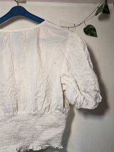 White Smocked Crop Top