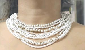 White Beaded Multi-Layer Necklace