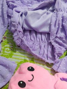Cute Ruched Lavender Puff Sleeve Top