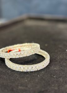Sparkling Silver Bangle Set And In Golden Also
