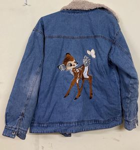 oversized Denim Jacket with Sherpa Collar