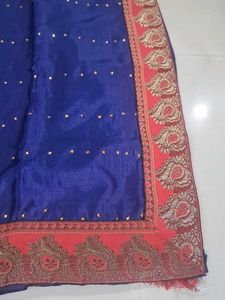 Royal Blue Saree with Red Border
