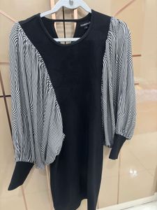 Women Black Solid Batwing Sleeve Dress
