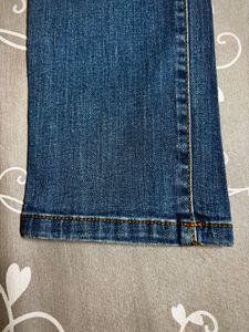 Blue Straight Fit Ripped Jeans