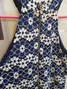 Blue And White Embroidered Halter Neck padded Min