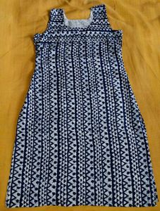 Blue and White Printed Kurta