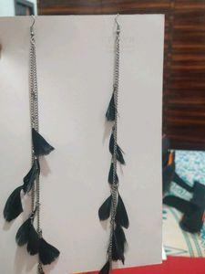 Black Feather Dangle Earrings