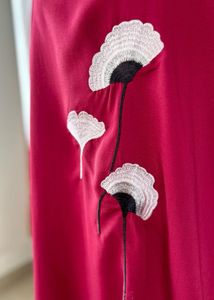 Red Embroidered Short Sleeve Dress