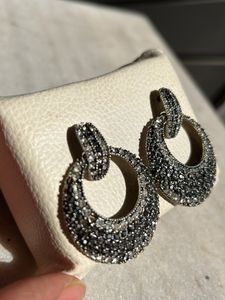 Sparkler Silver Dimond Oxidised Stud Earrings