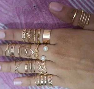 22 High-quality Gold-plated Rings set