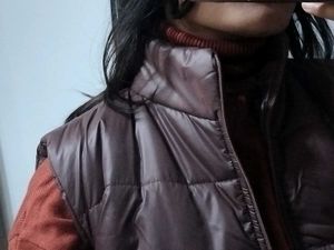 Croped wine puffy jacket