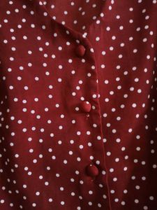 Maroon polka dots top