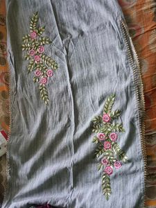 Embroidered Grey Kurta