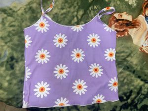 Cute Daisy Print Crop Top