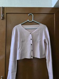 Light Pink Button-Down Knit Cardigan