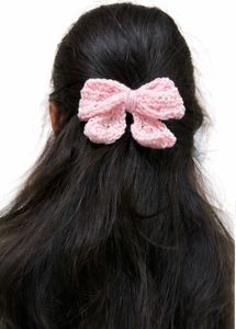 Homemade Pink crochet Bow Hair Clip