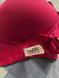 Pink Lace Trim Bra