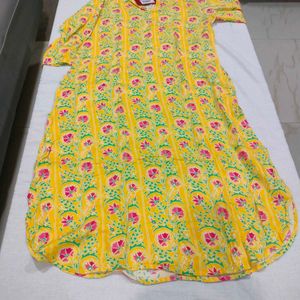Yellow Floral Print Kurta