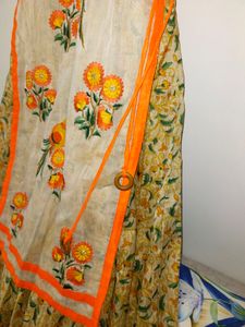 Designer Orange ehtnic kurti