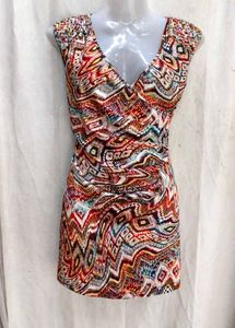 Vibrant Patterned Wrap Dress