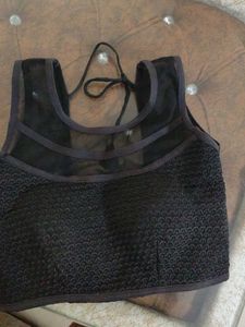 Elegant Black Sheer Padded Blouse