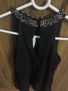 Elegant Beaded Black Top
