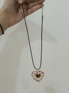 Heart Pendant Necklace with Dried Flowers