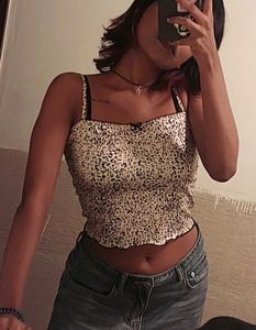 Animal Print Strappy Cami Top