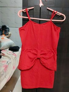 Red Bow Detail Dress