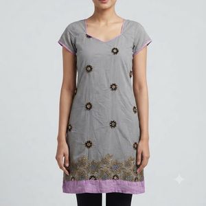 Embellished Grey Kurta