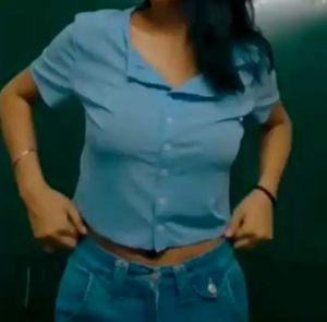 URBANIC Ribbed Blue Top