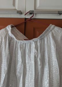 Elegant sequence White plazzo pants