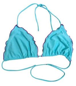 Turquoise Bikini Top with Scalloped Edges