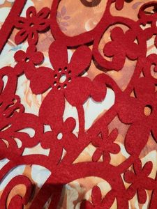 Red Floral Cutout Table Runner