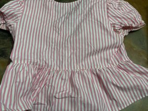 Pink Striped Peplum Top