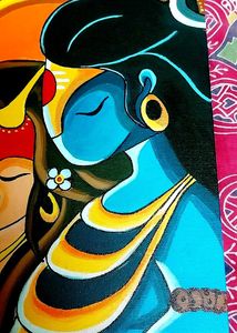 Lord Shiva Parvati Painting On Canvas Board