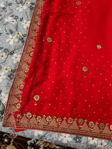 Elegant Red Embroidered Saree